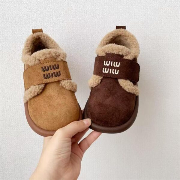 2024 Winter New Girls' Mao Mao Birken Shoes Cotton Home Slippers Fleece-Lined Thickened Middle