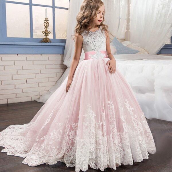 Hot Sale Modest Flower Girl Dress Lace Top Tulle Skirt Kids Party Evening Gown Pageant Dresses Girls - Image 4