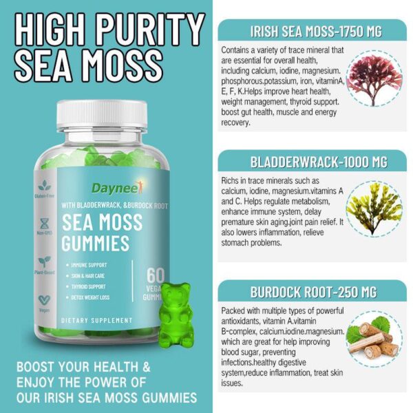 Sea moss gummies Apple Cider butt weight I oss VC Collagen - Image 3