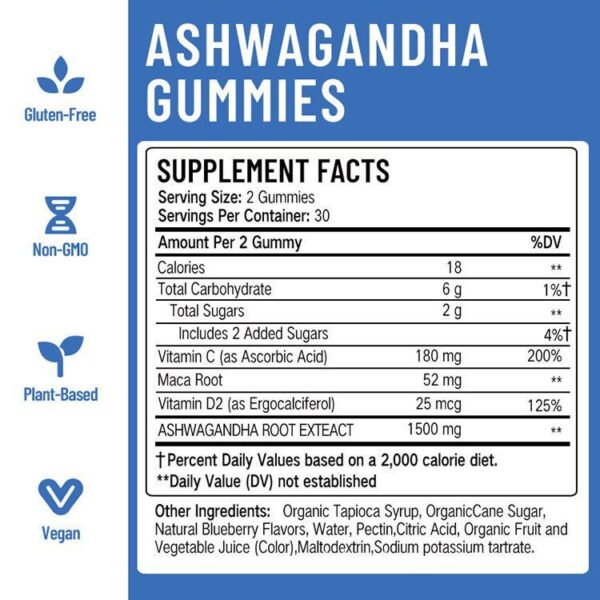 Aswagandha Gummy Supplements Ksm-66 Plant Organic Vegan Glut - Image 3