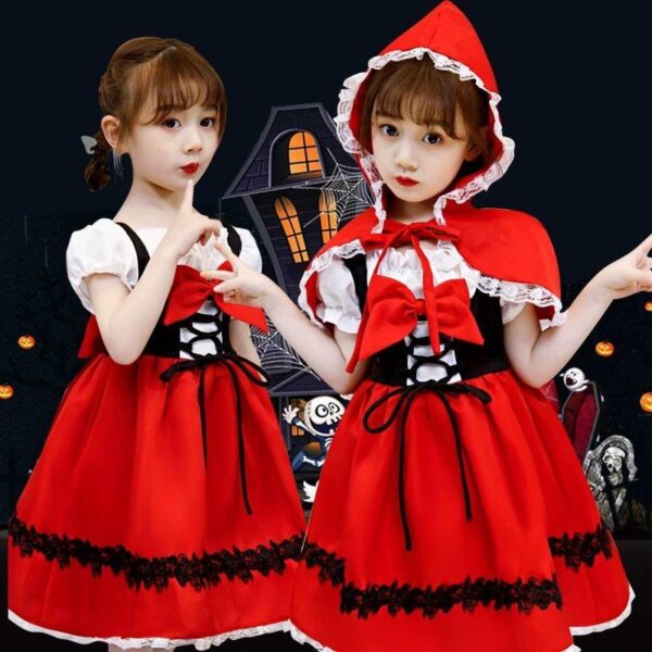 Most Popular Smooth Costumes For Kids Girls Little Red Riding Hood Halloween Clothes For Masquerade