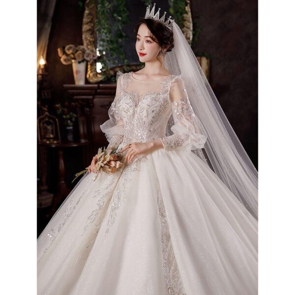 Jancember LDR13 Ready To Ship Fashion Luxury Lace Applique Long Train Wedding Dress Bridal Gown - Image 2