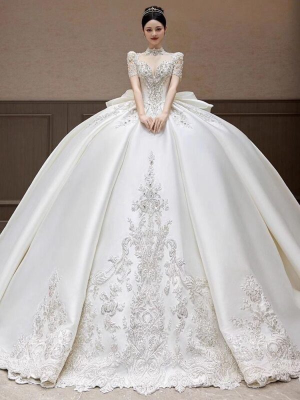 ZX-3079 Heavy-duty luxury wedding dress bride 2024 new main dress high-quality texture runaway princess French v - Image 3