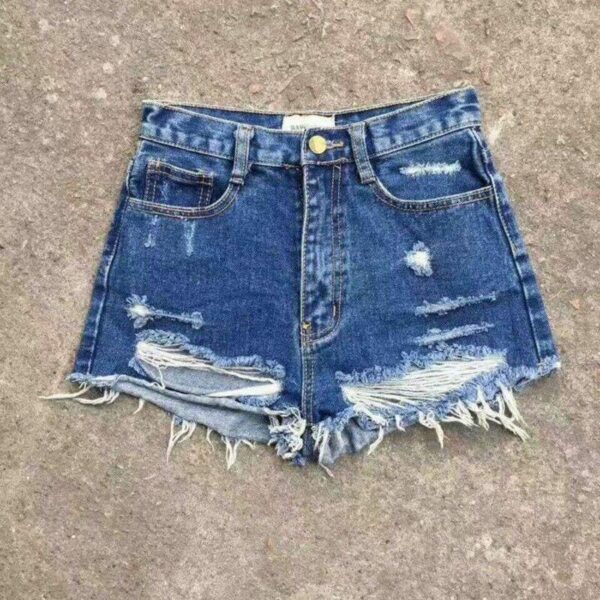 Best Selling Ripped Denim Shorts Women Wholesale Loose Raw Hem Distressed Denim Shorts For Ladies - Image 4