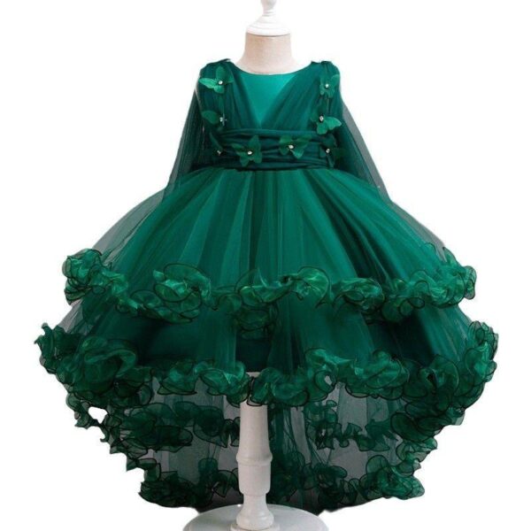 Girls White Green Party Princess Dress Kids Girl Tailing Dresses For Wedding Birthday Ceremony Baby Girl Gown - Image 2