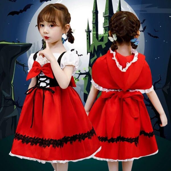 Most Popular Smooth Costumes For Kids Girls Little Red Riding Hood Halloween Clothes For Masquerade - Image 2