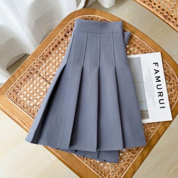 Women Pleated Mini Skirts New Black Skirt Female Autumn Summer High Waist Gothic Anti-glare A-line Pleated Short Skirt - Image 4