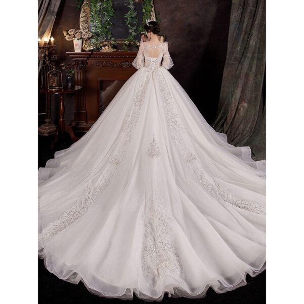 Jancember LDR13 Ready To Ship Fashion Luxury Lace Applique Long Train Wedding Dress Bridal Gown - Image 4