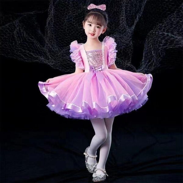 Children's Ballet Performance Wear Fluffy Gauze Skirt with Sequins Princess Dress Kindergarten Dance Performance