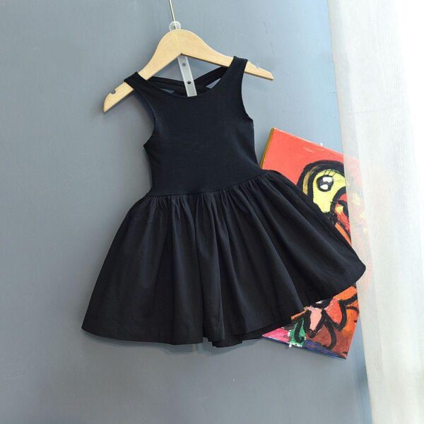 Spring and summer westernized cross over open back dress, casual solid color dress, toddler baby suspender dress