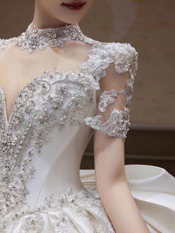 ZX-3079 Heavy-duty luxury wedding dress bride 2024 new main dress high-quality texture runaway princess French v - Image 2