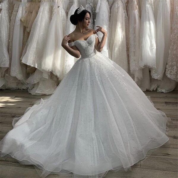 2023 New beading fashion vestido de noiva bridal gown women long tail wedding dress - Image 2