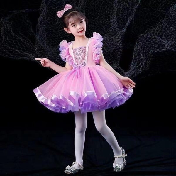 Children's Ballet Performance Wear Fluffy Gauze Skirt with Sequins Princess Dress Kindergarten Dance Performance - Image 2