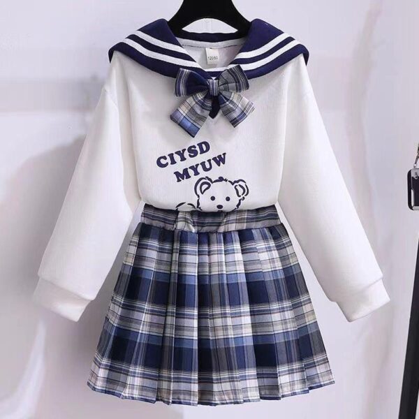 Girls’ jk uniform set 2024 spring clothing new Internet celebrity foreign style college style sweatshirt spring and autumn children‘s two-piece set