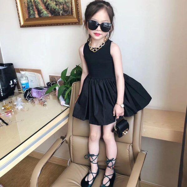 Spring and summer westernized cross over open back dress, casual solid color dress, toddler baby suspender dress - Image 3