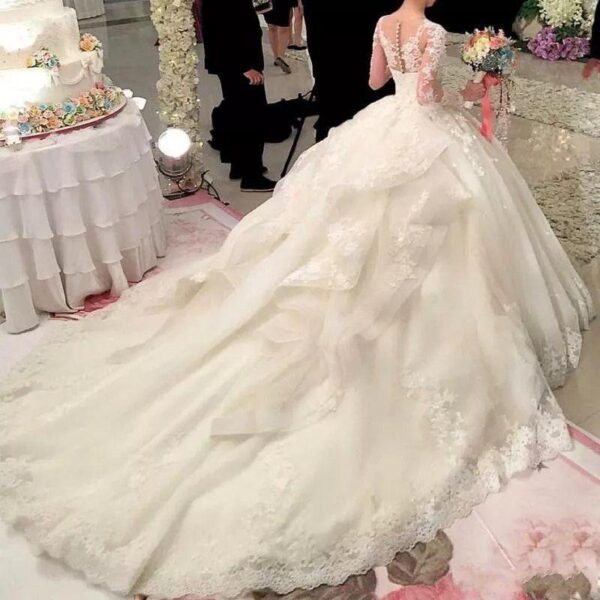 S113Q Trailing 2022 new autumn fashion lace one-shoulder long-sleeved wedding dress - Image 2