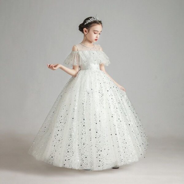 Embroidered Beads Flower Kids Dress Little Girl's Sleeveless Tulle Rainbow Dresses For Wedding Party Princess Gown - Image 3