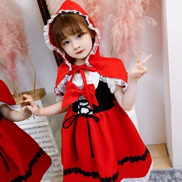 Most Popular Smooth Costumes For Kids Girls Little Red Riding Hood Halloween Clothes For Masquerade - Image 4