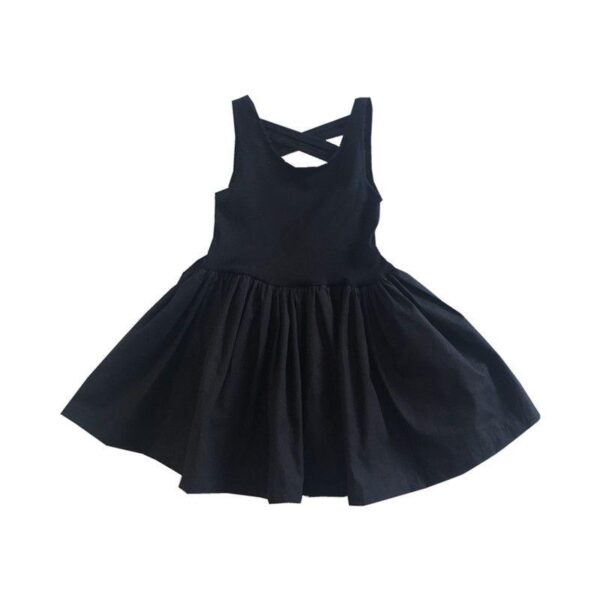 Spring and summer westernized cross over open back dress, casual solid color dress, toddler baby suspender dress - Image 4