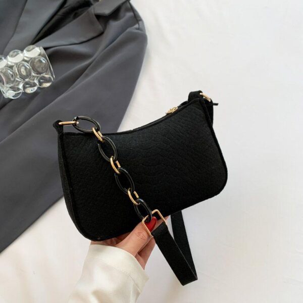 New Fashion Designer Chain Shoulder Bag Wholesale Felt Fabric Women's Handbags - Image 7