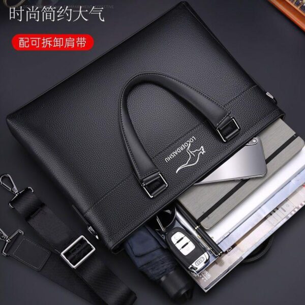 soft travel leather branded computer shoulder bag - Image 3