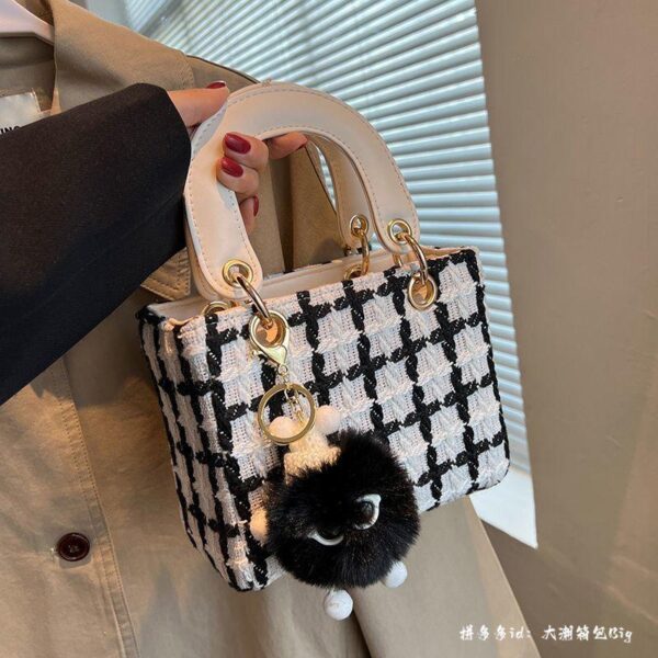 2024 New Arrival Fashion Woman Bags Woolen Plaid Handbags - Image 2