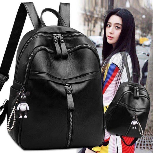 2024 New Arrival large Capacity Polyester Pu Leather Black Women Designer Bags - Image 5