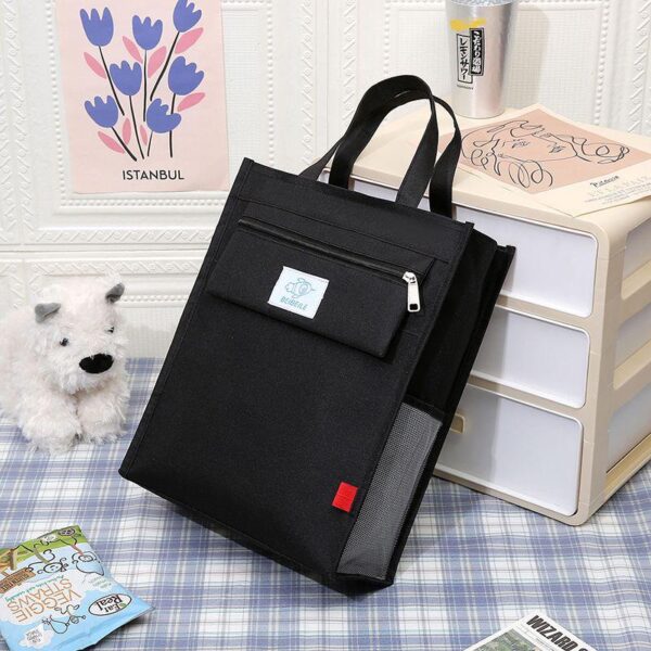 Wholesale large capacity portable canvas students book handbags - Image 2