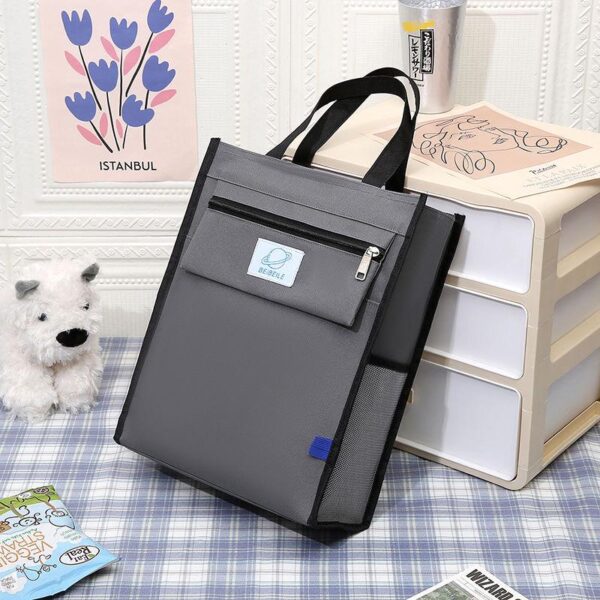 Wholesale large capacity portable canvas students book handbags - Image 3