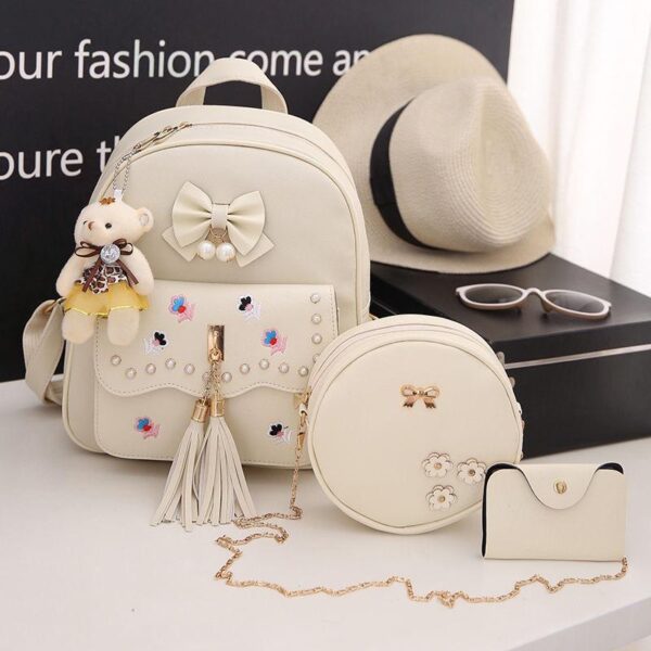 2024 Fashion Borse Donna Firmate Bow Round Bag Women Backpack 3pcs Set Backpack Bag For Girl Mochilas