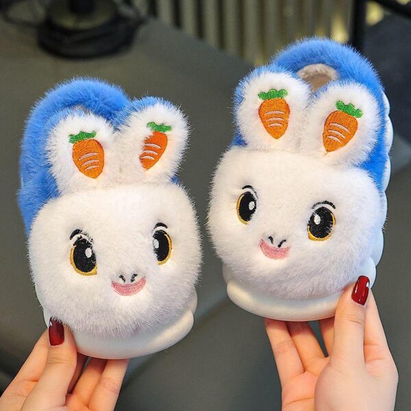 Top quality Children's Cotton mop shoes autumn winter thick cute rabbit fur bag with cotton heels Plush slippers B22 sneakers - Image 3