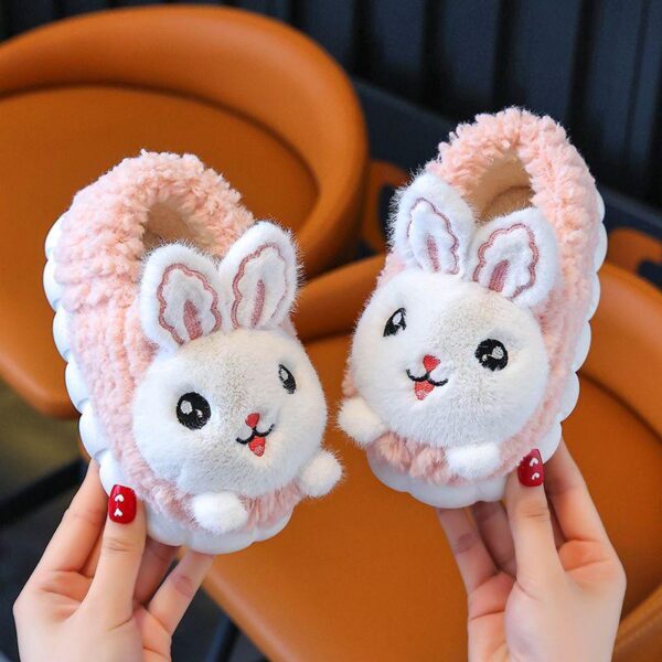 Top quality Children's Cotton mop shoes autumn winter thick cute rabbit fur bag with cotton heels Plush slippers B22 sneakers