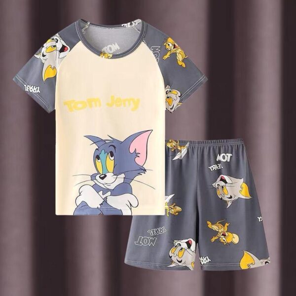 Children's summer pyjamas shortsleeved thin boys and girls cartoon baby set middle-aged children's air-conditioned home - Image 7