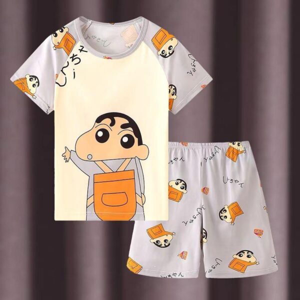 Children's summer pyjamas shortsleeved thin boys and girls cartoon baby set middle-aged children's air-conditioned home - Image 9