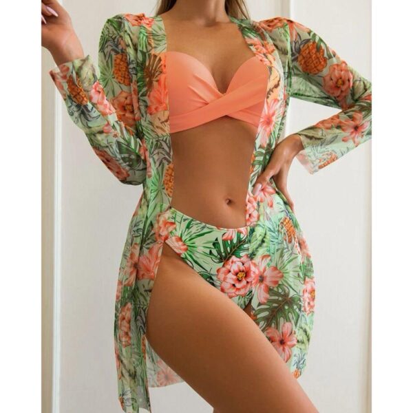 Hot spring women's swimsuit European and American long-sleeved split swimsuit sunscreen sexy women's beach bikini - Image 5