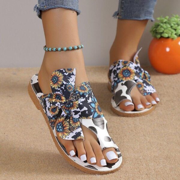 Flat toe slippers women's 2024 summer new foreign trade large size fashion bow flower beach cool slippers wholesale