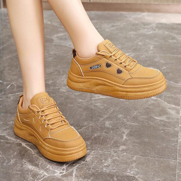 New small white shoes women's shoes new 2024 autumn thick sole height-enhancing sports casual breathable versatile shoes board shoes - Image 3