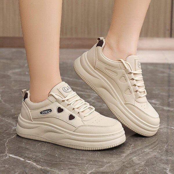 New small white shoes women's shoes new 2024 autumn thick sole height-enhancing sports casual breathable versatile shoes board shoes - Image 4