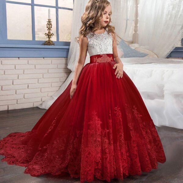 Hot Sale Modest Flower Girl Dress Lace Top Tulle Skirt Kids Party Evening Gown Pageant Dresses Girls - Image 2