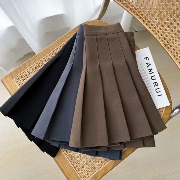 Women Pleated Mini Skirts New Black Skirt Female Autumn Summer High Waist Gothic Anti-glare A-line Pleated Short Skirt