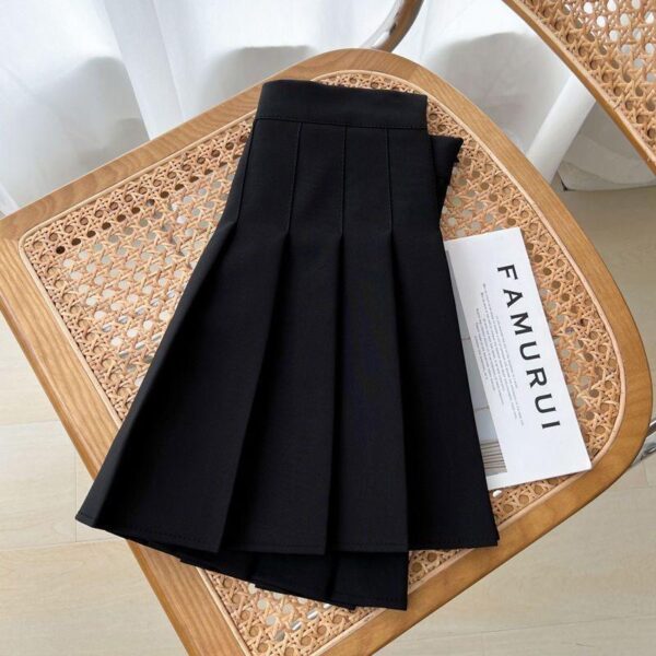 Women Pleated Mini Skirts New Black Skirt Female Autumn Summer High Waist Gothic Anti-glare A-line Pleated Short Skirt - Image 2