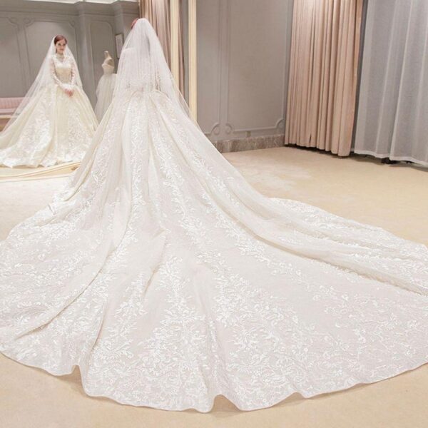 Long-sleeved French light main wedding dress new winter bride wedding temperament dream court starry sky trailinv - Image 3