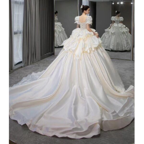 Satin main wedding dress 2024 new princess bride small heavy industry French luxury high-end long trailing large size - Image 2