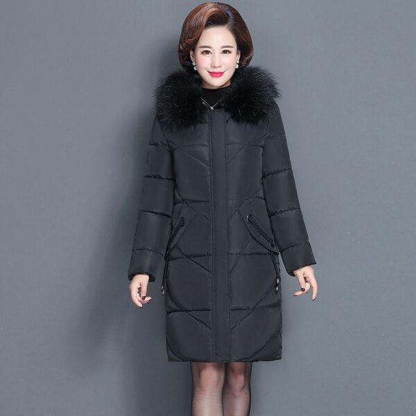 Women's Thickened Long Down-Filled Jacke Winter Coat Fur Hood Chaquetas Para Invierno - Image 2