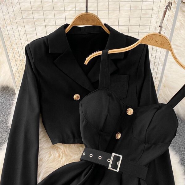 new women retro suit short coat age reduction two sets of strapless halter skirt - Image 4