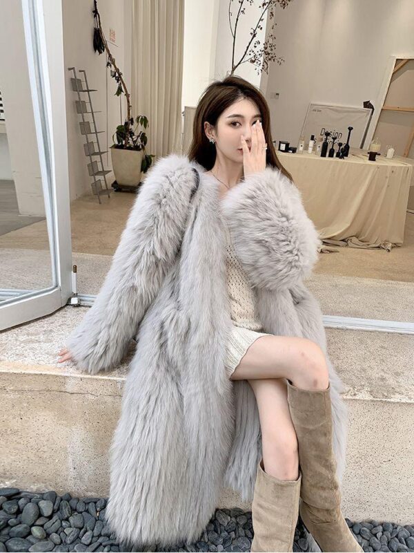 2024 winter new environmentally friendly fox fur long fur coat women's young fur coat thickened warm name - Image 2