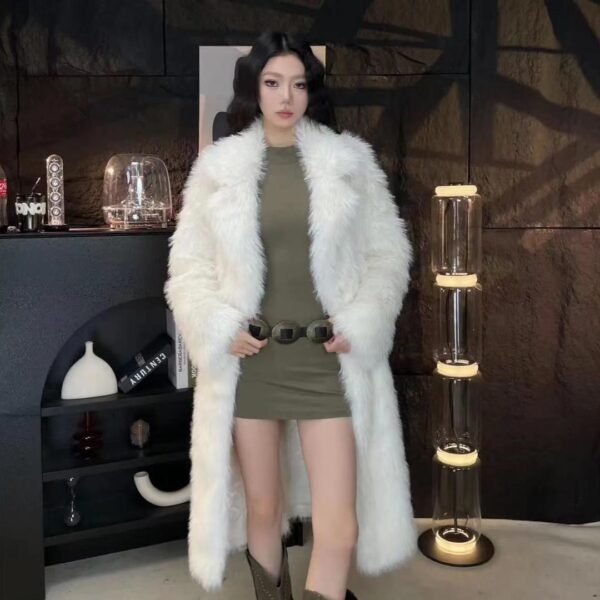 Internet celebrity long imitation fur jacket women's 2023 autumn and winter trend new Toka multicolour Furry warm cotton coat