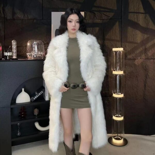 Internet celebrity long imitation fur jacket women's 2023 autumn and winter trend new Toka multicolour Furry warm cotton coat - Image 5