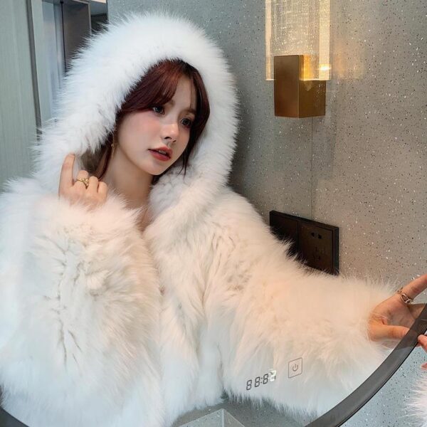 Clearance BOBO Big White Bear Imitation Fox Fur Hooded Fur Coat Women's Single-sided 2022 New Fur Coat - Image 2