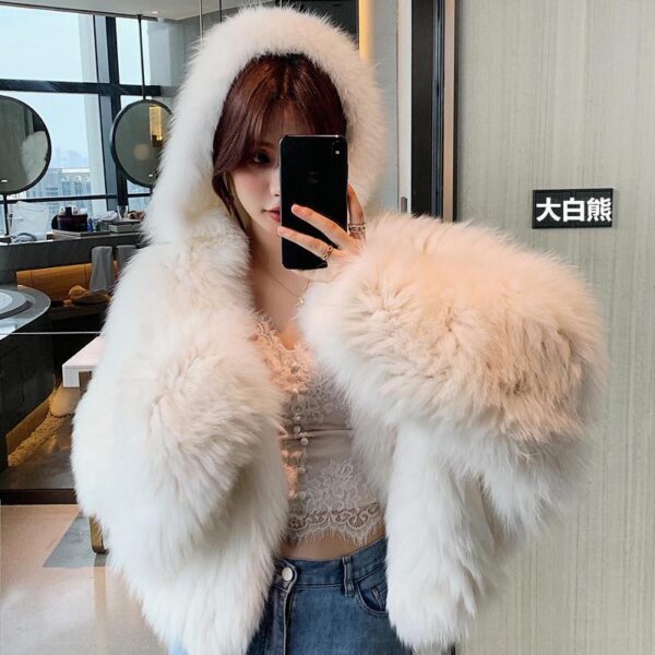 Clearance BOBO Big White Bear Imitation Fox Fur Hooded Fur Coat Women's Single-sided 2022 New Fur Coat